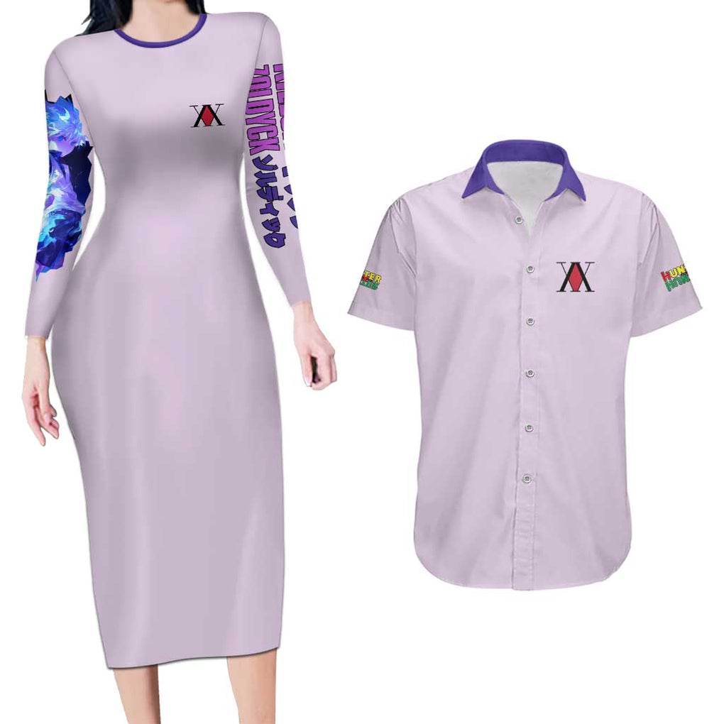 Killua Zoldyck V4 Hunter x Hunter Couples Matching Long Sleeve Bodycon Dress and Hawaiian Shirt Anime Style