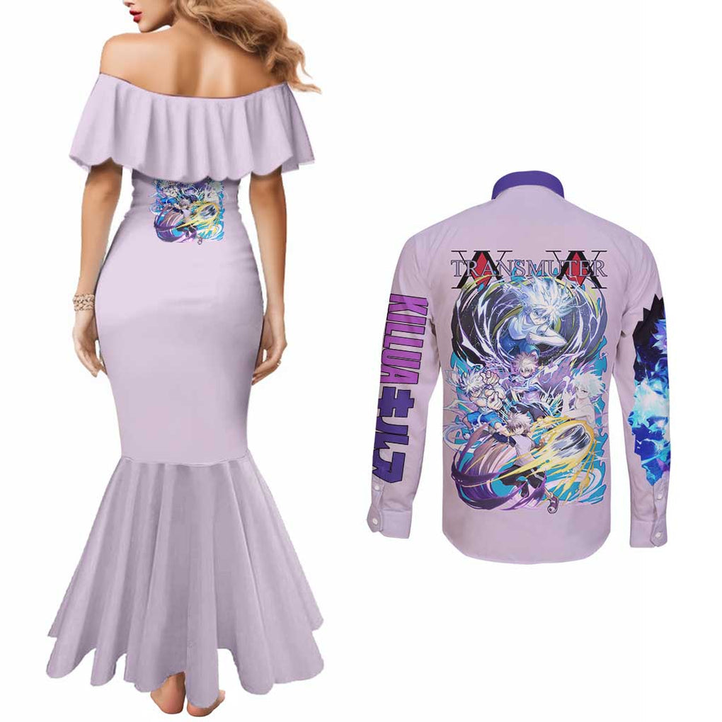 Killua Zoldyck V4 Hunter x Hunter Couples Matching Mermaid Dress and Long Sleeve Button Shirt Anime Style