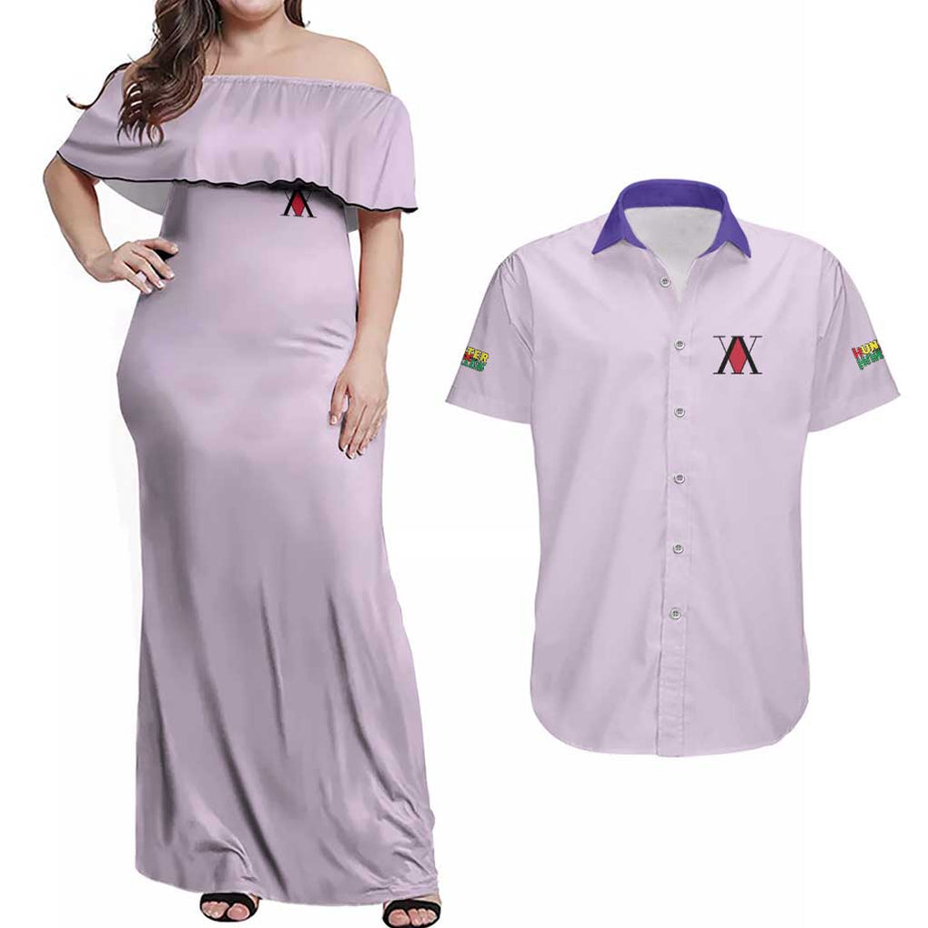 Killua Zoldyck V4 Hunter x Hunter Couples Matching Off Shoulder Maxi Dress and Hawaiian Shirt Anime Style