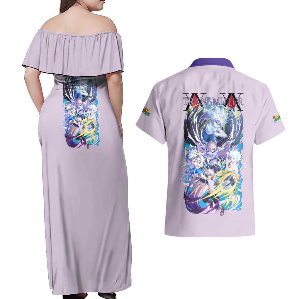 Killua Zoldyck V4 Hunter x Hunter Couples Matching Off Shoulder Maxi Dress and Hawaiian Shirt Anime Style