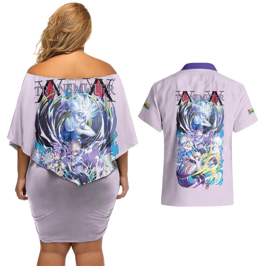 Killua Zoldyck V4 Hunter x Hunter Couples Matching Off Shoulder Short Dress and Hawaiian Shirt Anime Style