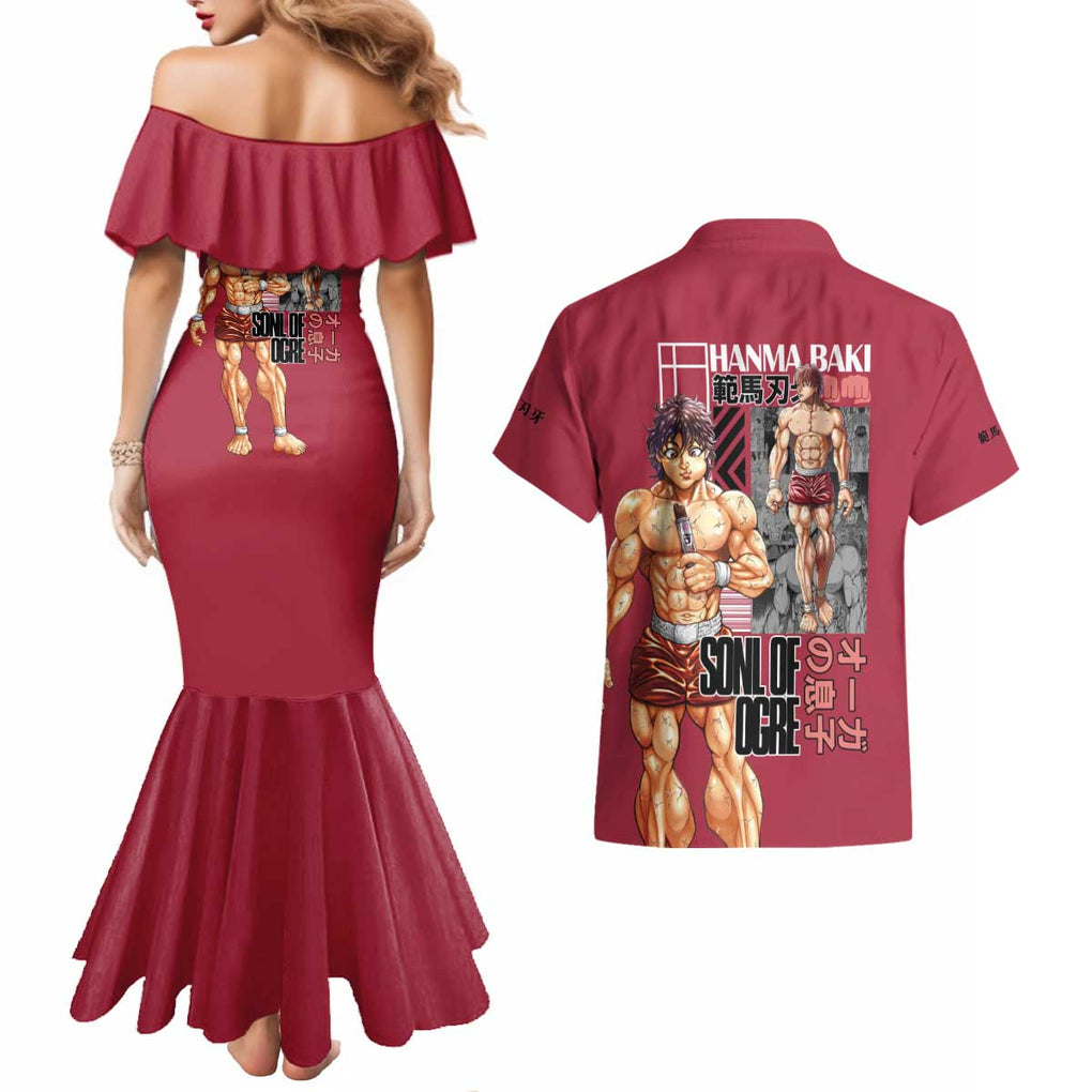Baki Hanma Baki Couples Matching Mermaid Dress and Hawaiian Shirt Anime Style