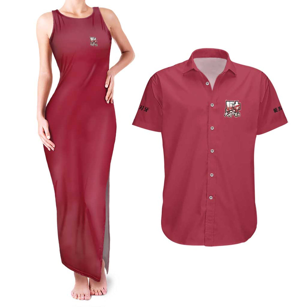 Baki Hanma Baki Couples Matching Tank Maxi Dress and Hawaiian Shirt Anime Style