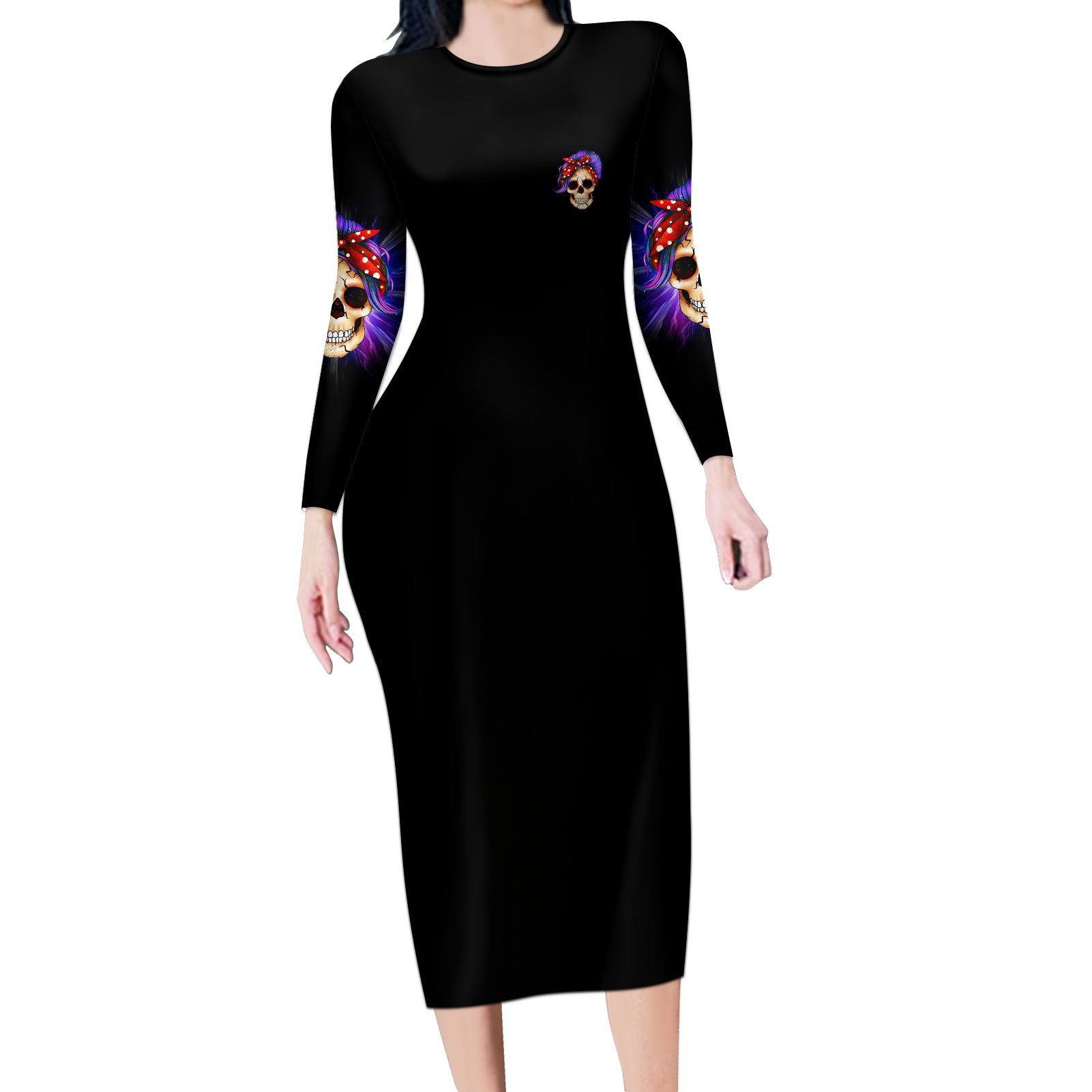 but-did-you-die-mom-life-purple-messy-bun-long-sleeve-bodycon-dress