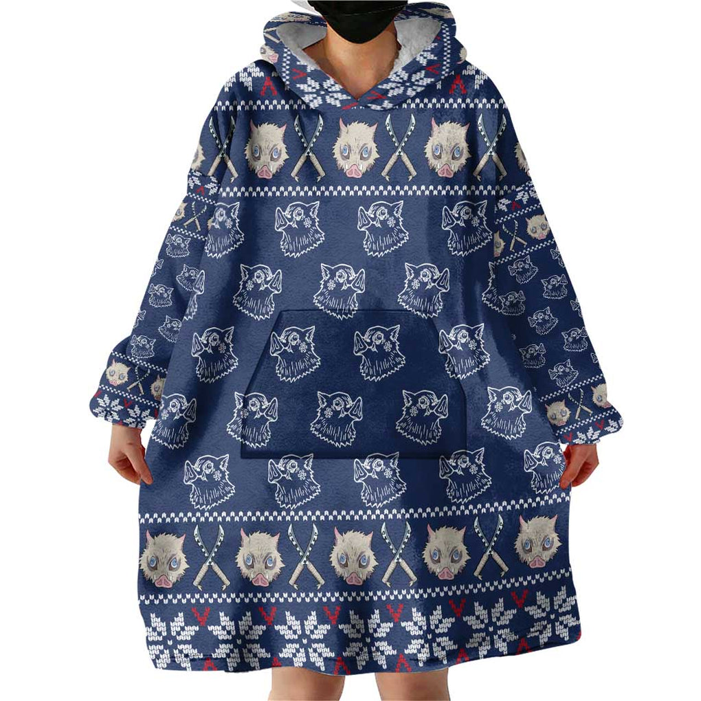 Inosuke - Demon Slayer Wearable Blanket Hoodie Anime Mix Christmas Style