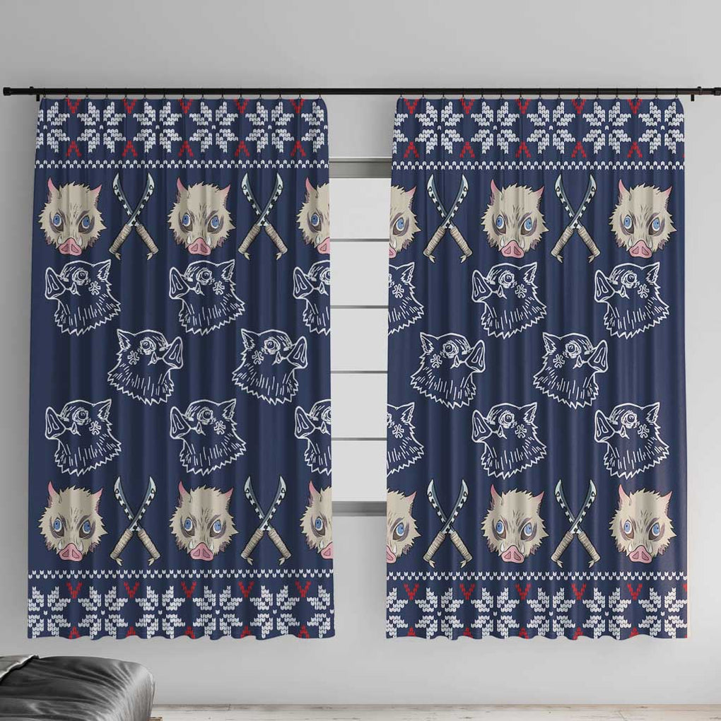 Inosuke - Demon Slayer Window Curtain Anime Mix Christmas Style