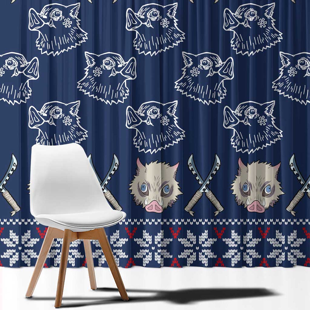 Inosuke - Demon Slayer Window Curtain Anime Mix Christmas Style