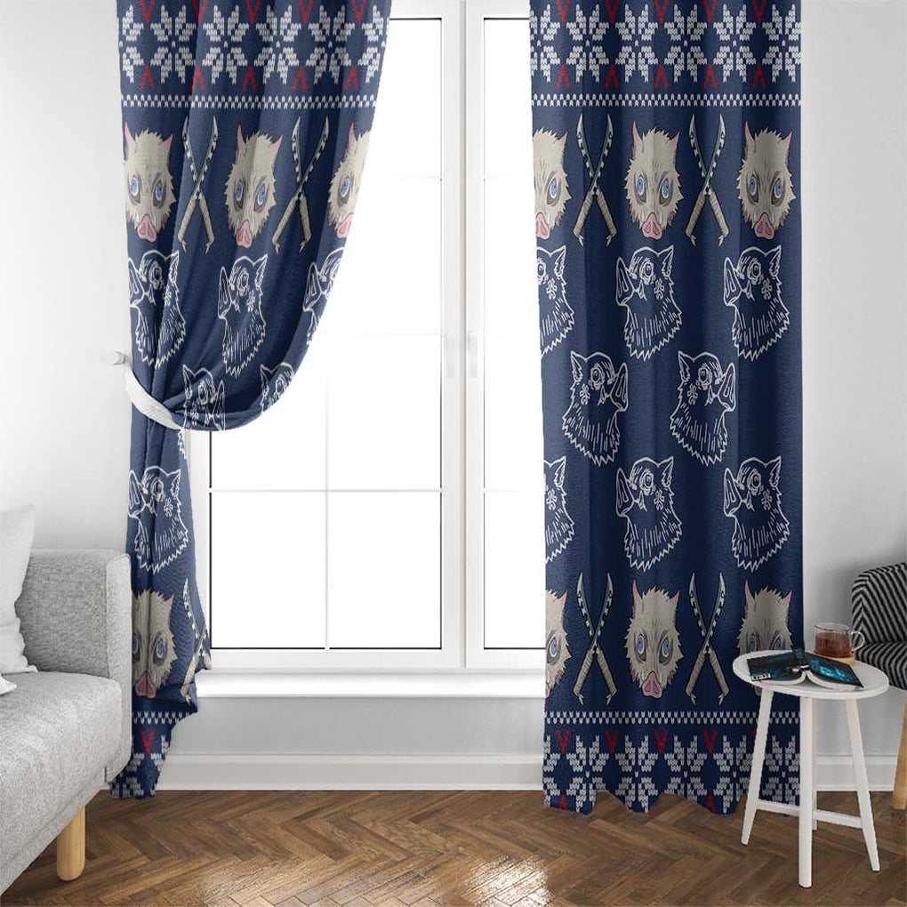 Inosuke - Demon Slayer Window Curtain Anime Mix Christmas Style