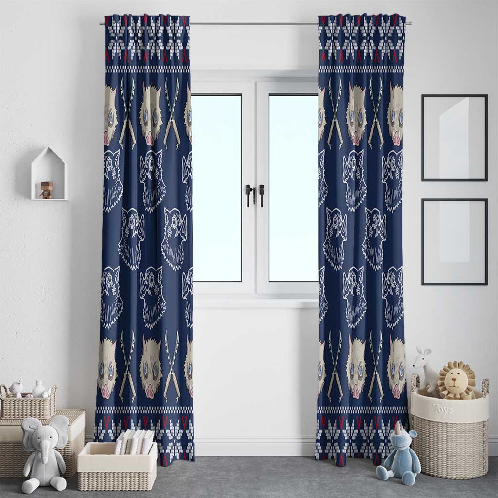 Inosuke - Demon Slayer Window Curtain Anime Mix Christmas Style
