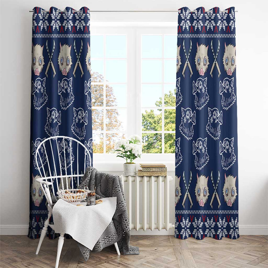 Inosuke - Demon Slayer Window Curtain Anime Mix Christmas Style