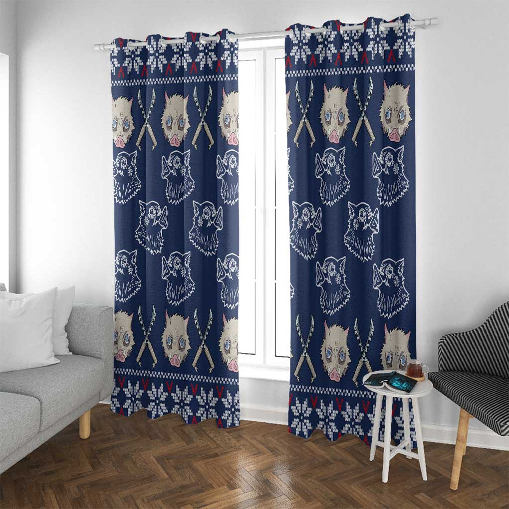 Inosuke - Demon Slayer Window Curtain Anime Mix Christmas Style