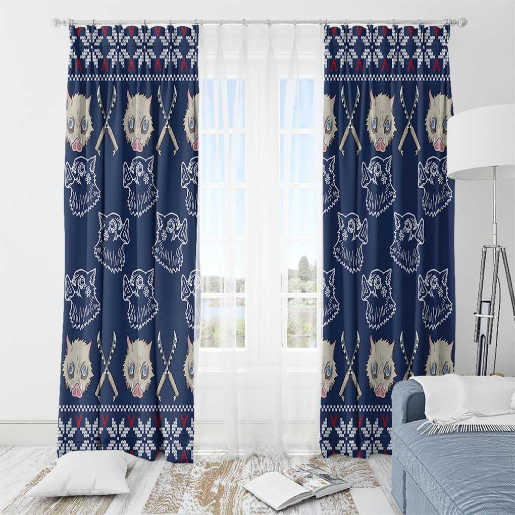 Inosuke - Demon Slayer Window Curtain Anime Mix Christmas Style