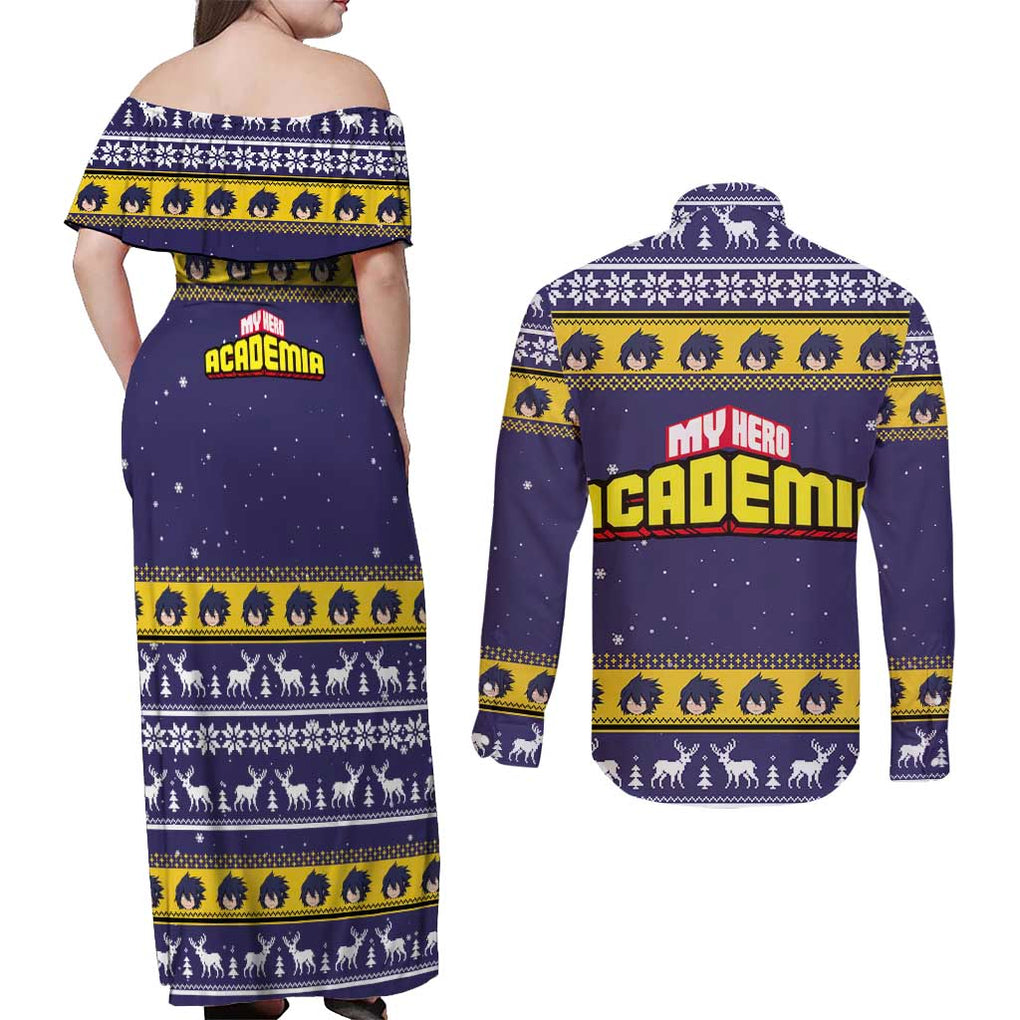 Suneater - My Hero Academia Couples Matching Off Shoulder Maxi Dress and Long Sleeve Button Shirt Anime Mix Christmas Style
