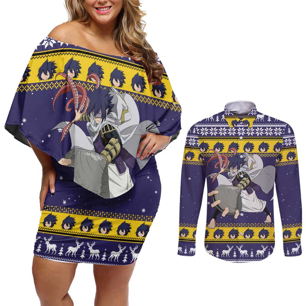 Suneater - My Hero Academia Couples Matching Off Shoulder Short Dress and Long Sleeve Button Shirt Anime Mix Christmas Style
