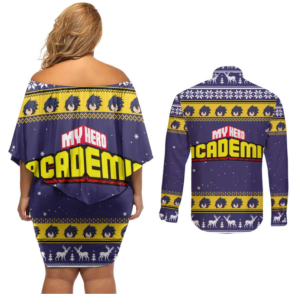 Suneater - My Hero Academia Couples Matching Off Shoulder Short Dress and Long Sleeve Button Shirt Anime Mix Christmas Style