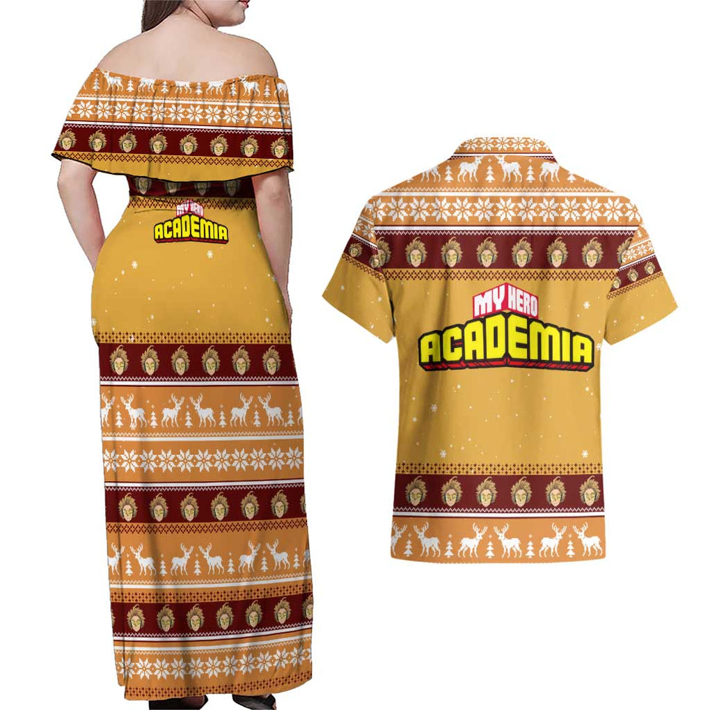 Hawks - My Hero Academia Couples Matching Off Shoulder Maxi Dress and Hawaiian Shirt Anime Mix Christmas Style