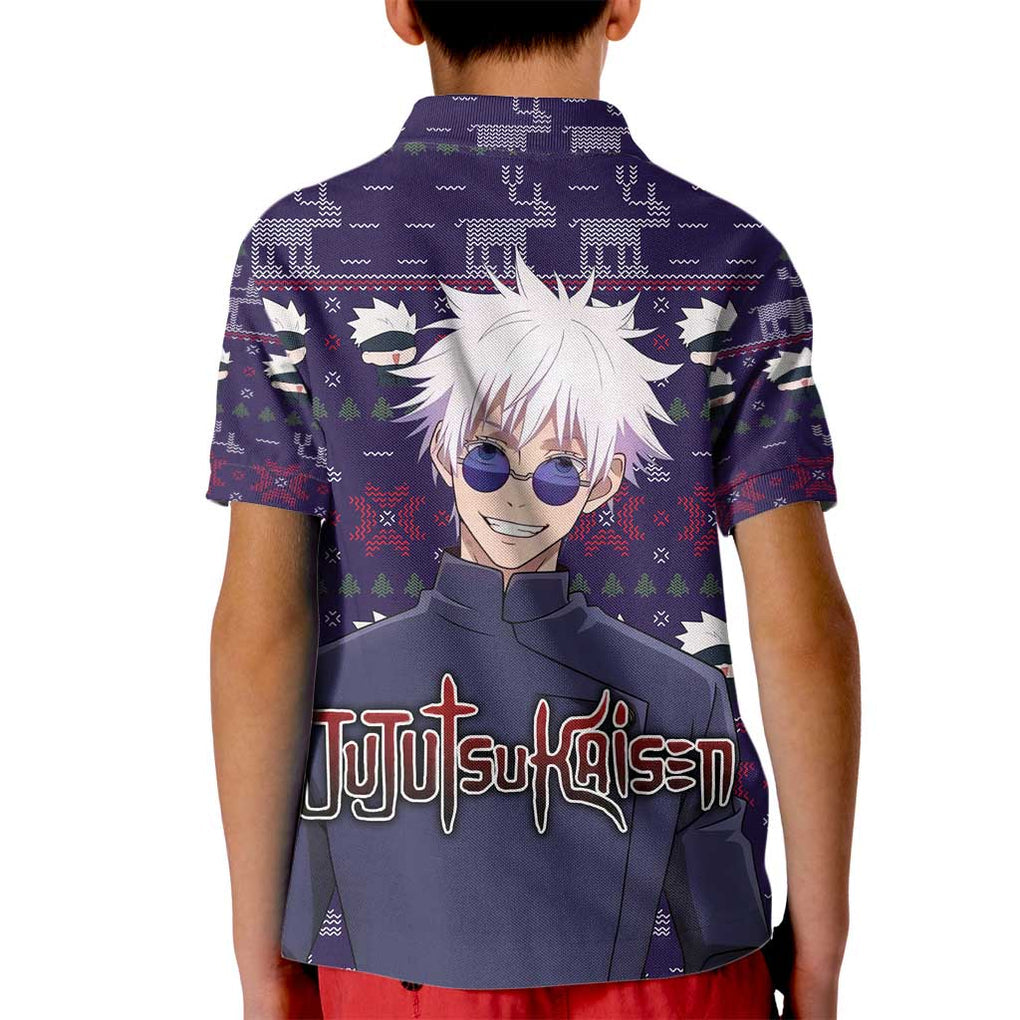 Gojo Satoru Ugly Christmas - Jujutsu Kaisen Kid Polo Shirt Anime Mix Christmas Style