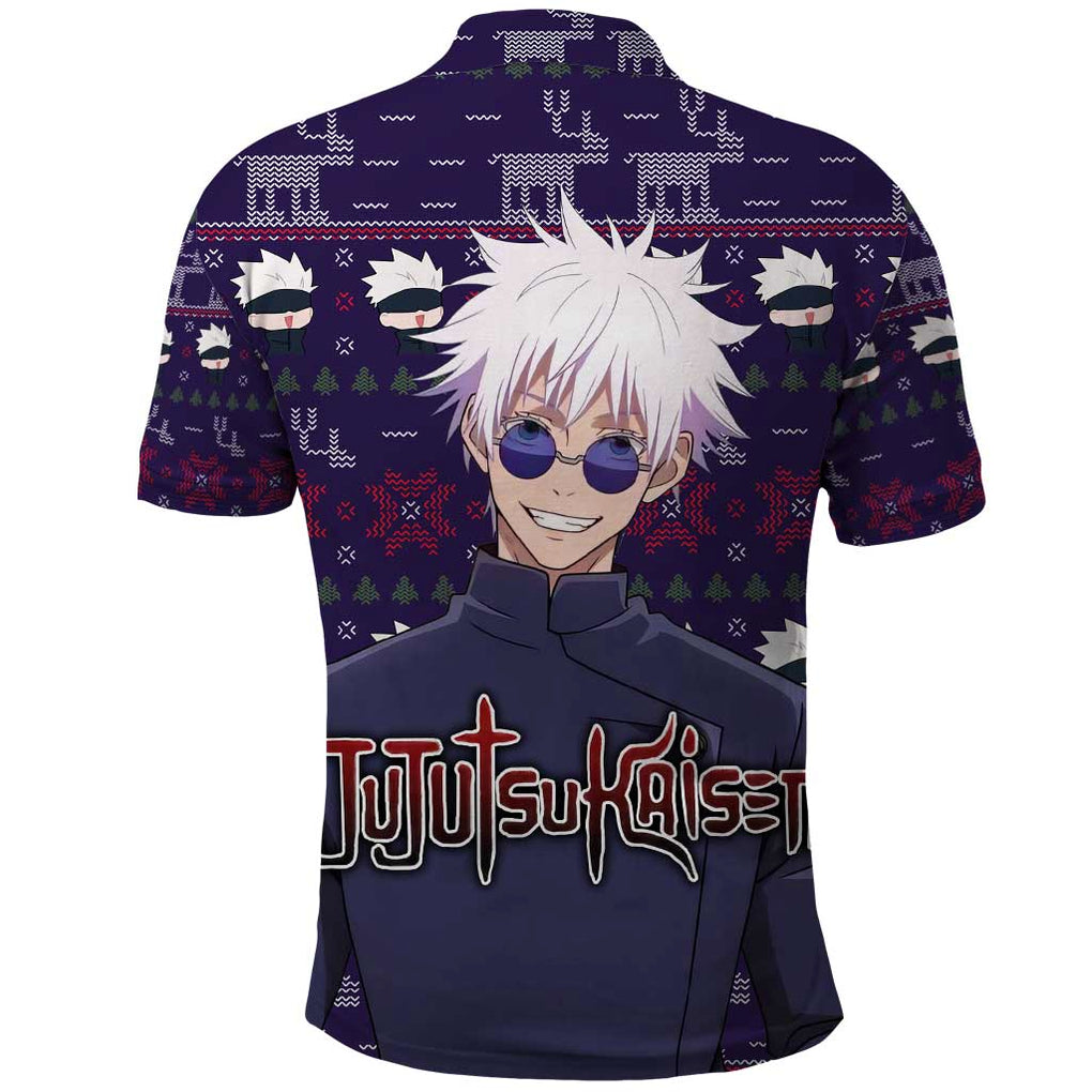 Gojo Satoru Ugly Christmas - Jujutsu Kaisen Polo Shirt Anime Mix Christmas Style