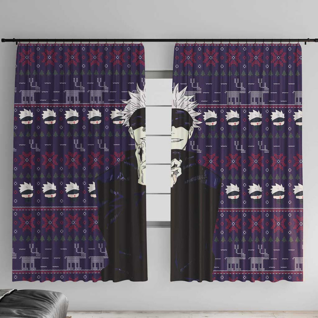 Gojo Satoru Ugly Christmas - Jujutsu Kaisen Window Curtain Anime Mix Christmas Style