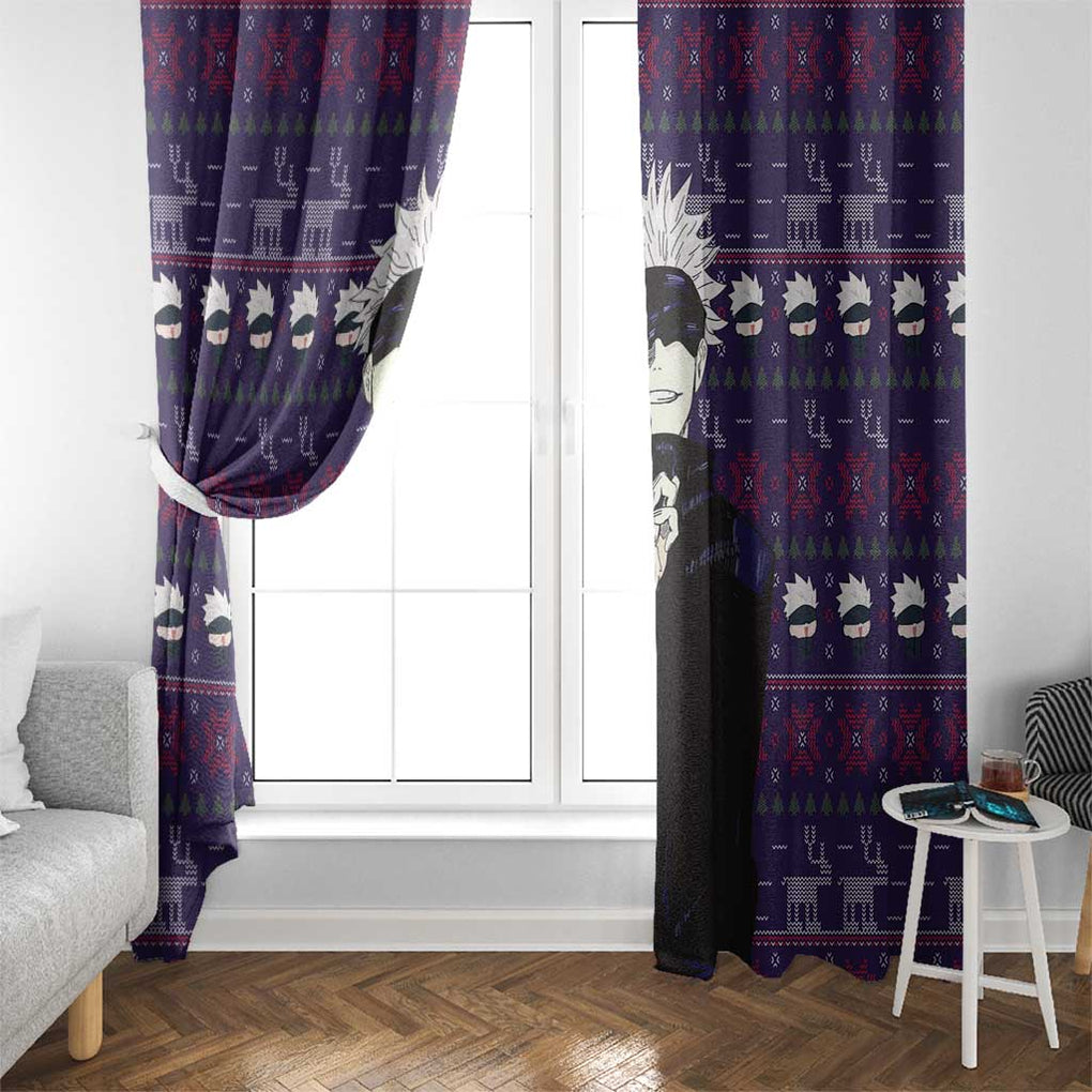 Gojo Satoru Ugly Christmas - Jujutsu Kaisen Window Curtain Anime Mix Christmas Style
