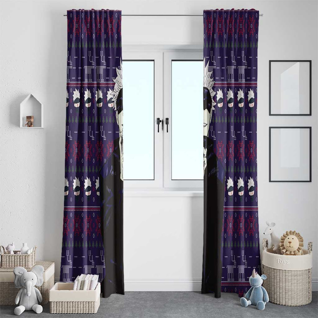 Gojo Satoru Ugly Christmas - Jujutsu Kaisen Window Curtain Anime Mix Christmas Style