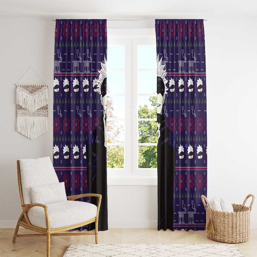 Gojo Satoru Ugly Christmas - Jujutsu Kaisen Window Curtain Anime Mix Christmas Style