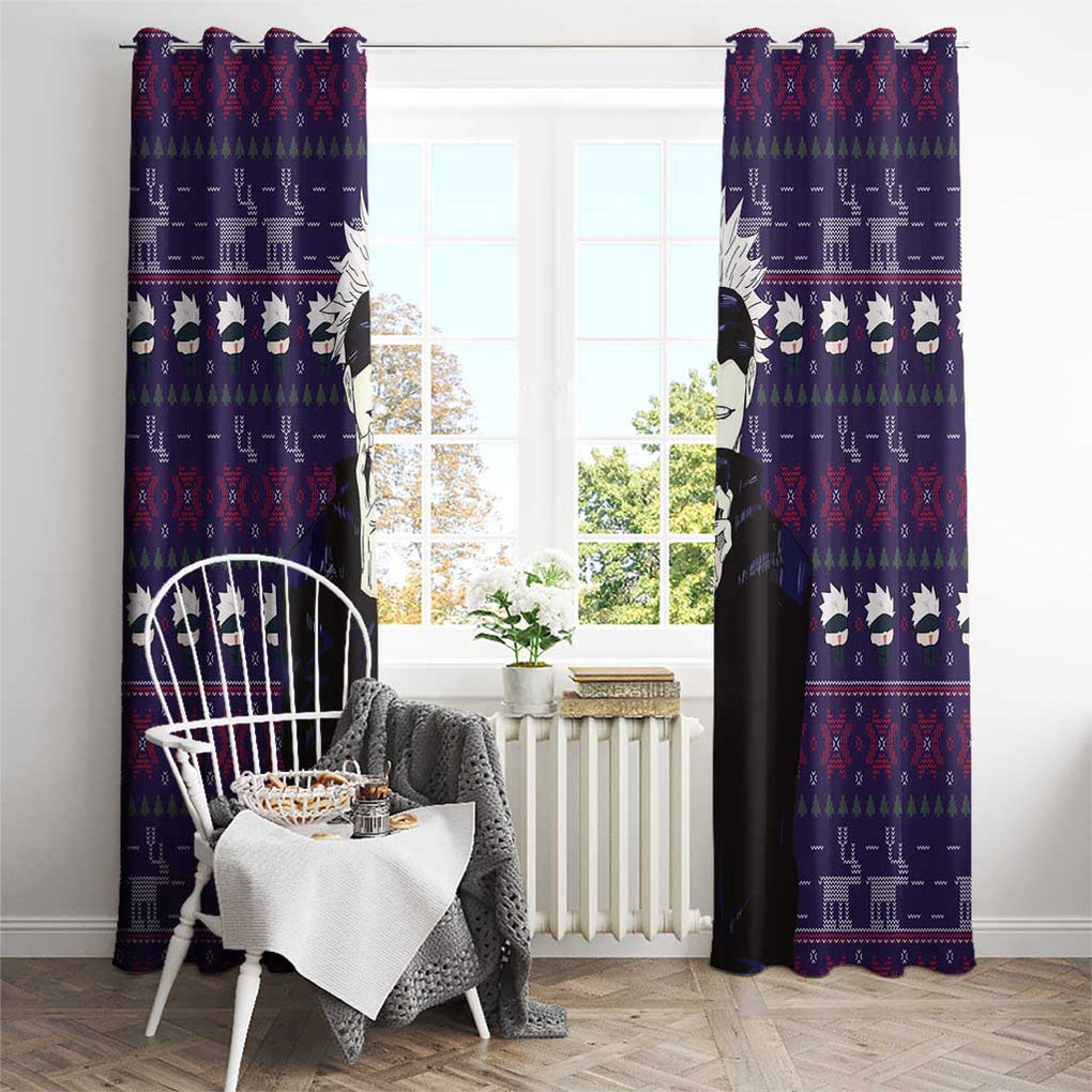 Gojo Satoru Ugly Christmas - Jujutsu Kaisen Window Curtain Anime Mix Christmas Style