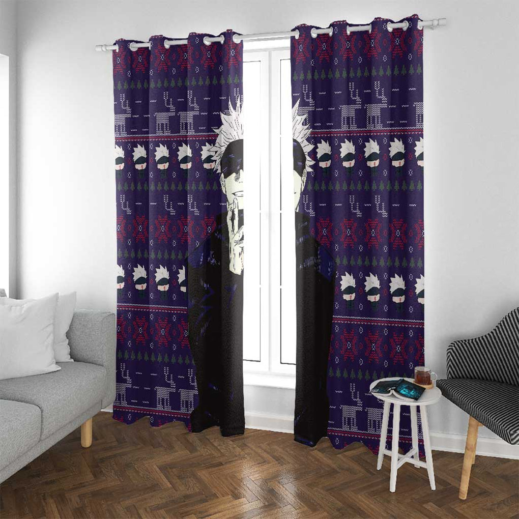 Gojo Satoru Ugly Christmas - Jujutsu Kaisen Window Curtain Anime Mix Christmas Style