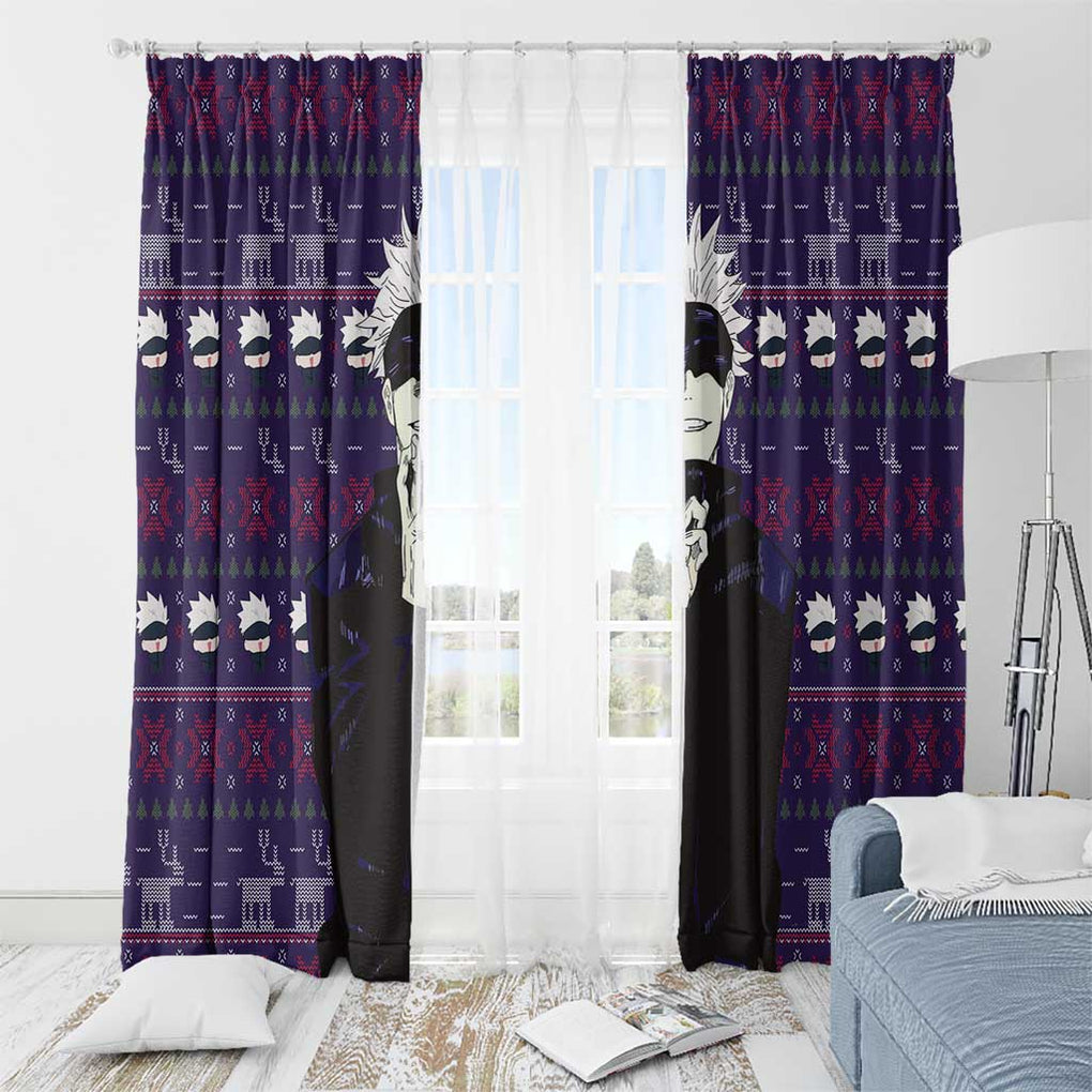 Gojo Satoru Ugly Christmas - Jujutsu Kaisen Window Curtain Anime Mix Christmas Style