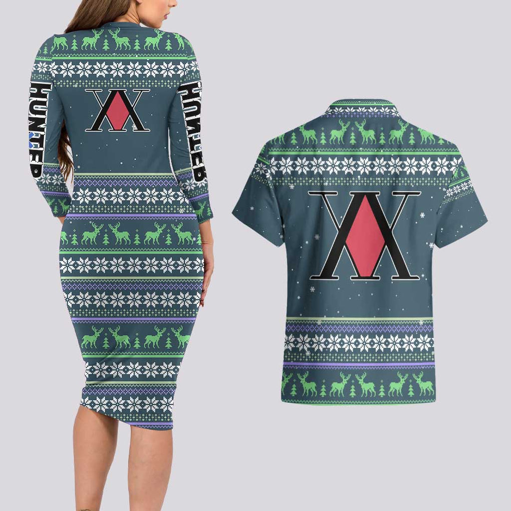 Meruem - Hunter X Hunter Couples Matching Long Sleeve Bodycon Dress and Hawaiian Shirt Anime Mix Christmas Style