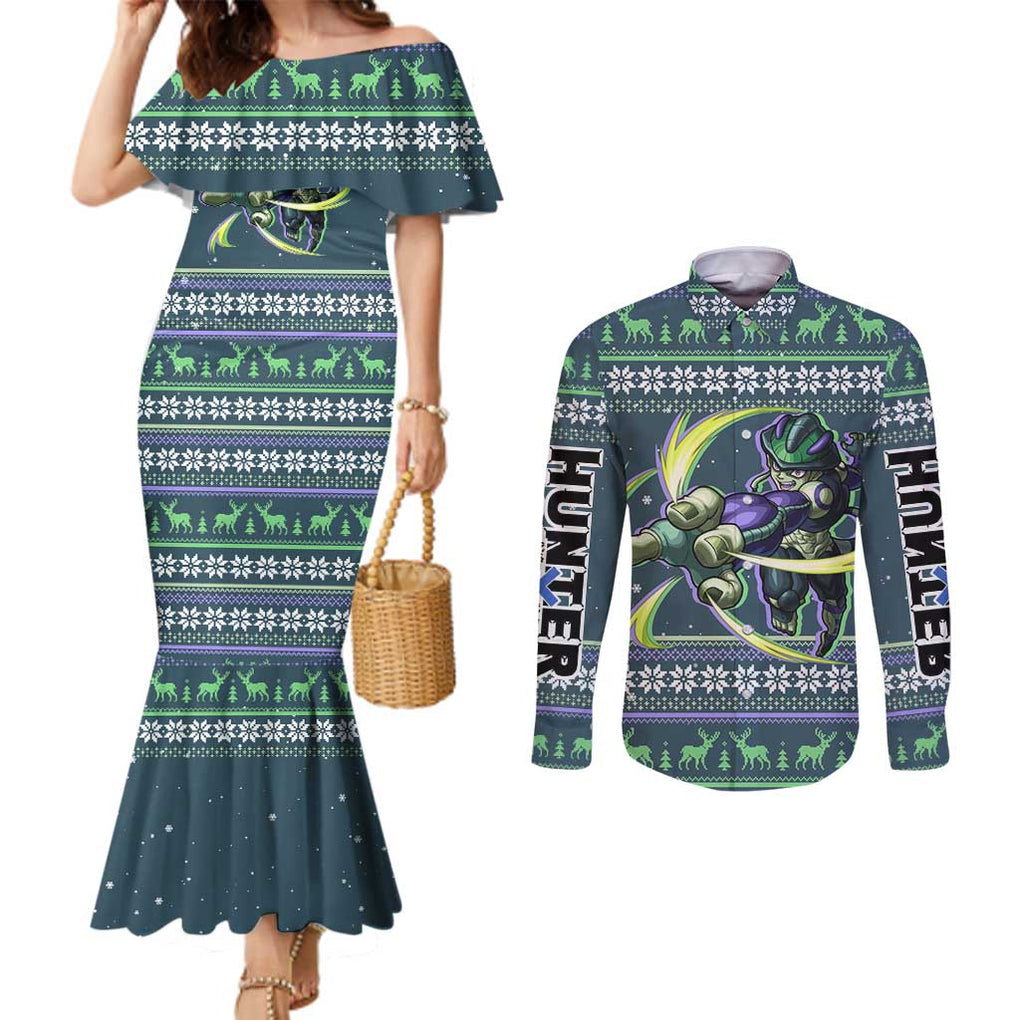 Meruem - Hunter X Hunter Couples Matching Mermaid Dress and Long Sleeve Button Shirt Anime Mix Christmas Style