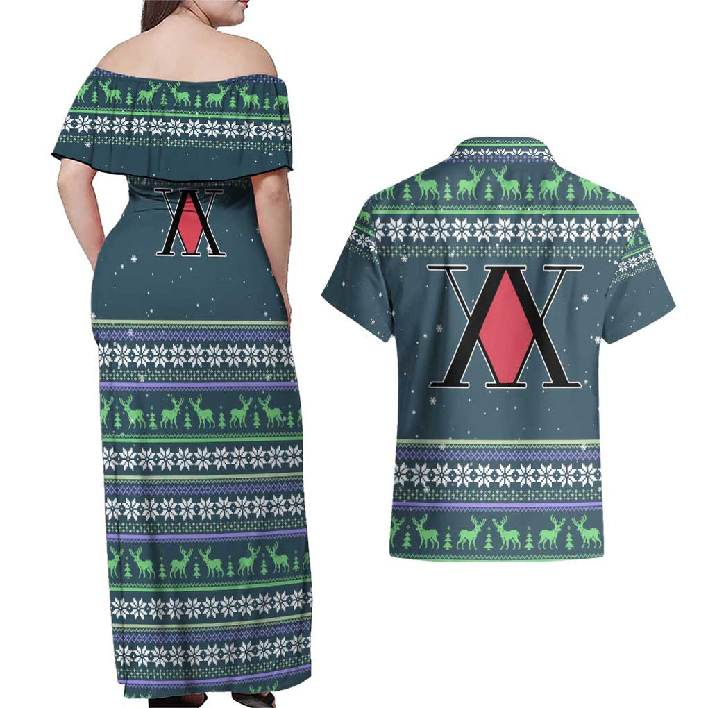 Meruem - Hunter X Hunter Couples Matching Off Shoulder Maxi Dress and Hawaiian Shirt Anime Mix Christmas Style