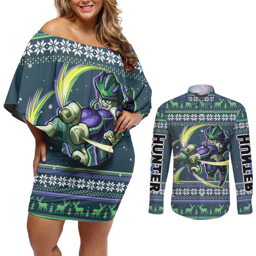 Meruem - Hunter X Hunter Couples Matching Off Shoulder Short Dress and Long Sleeve Button Shirt Anime Mix Christmas Style