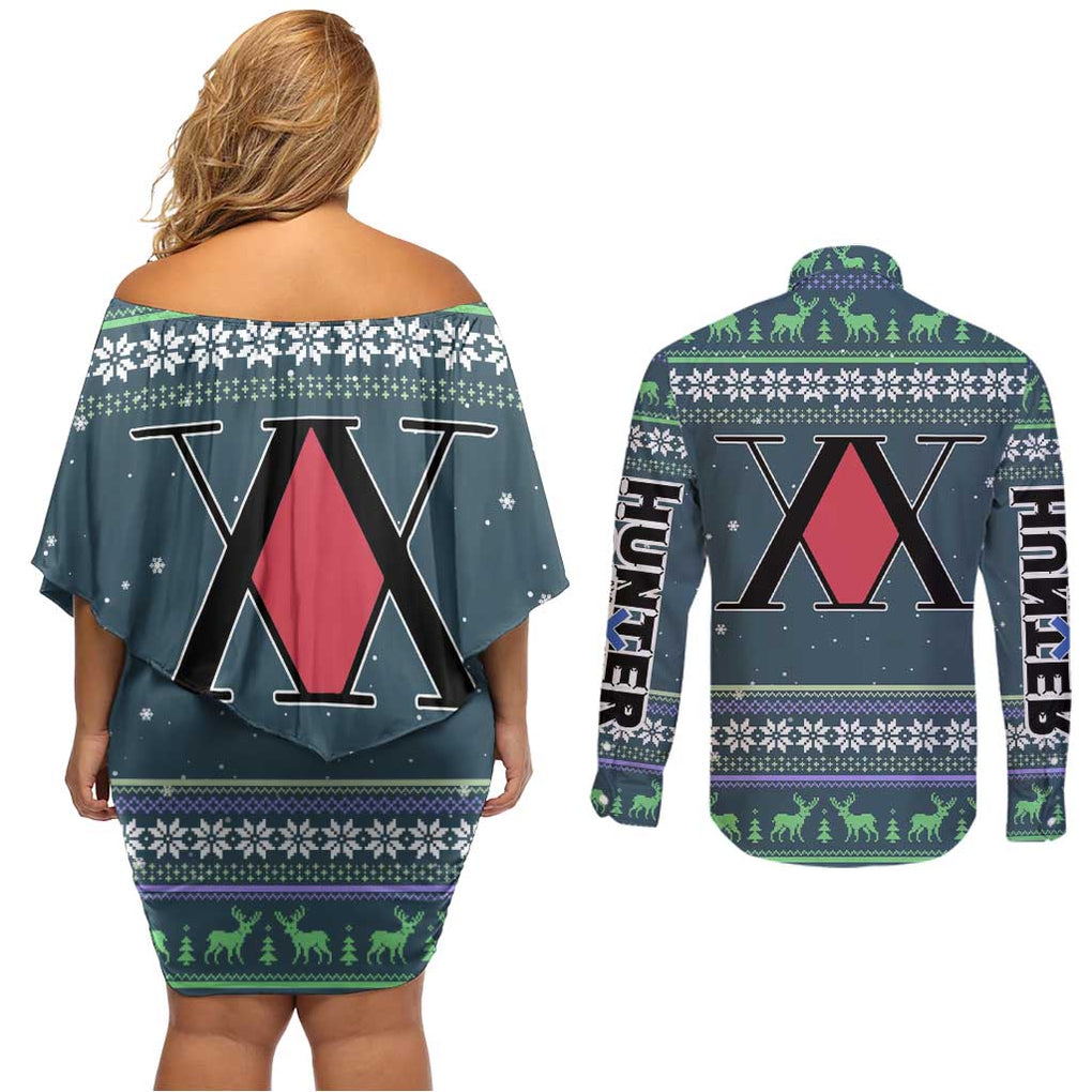 Meruem - Hunter X Hunter Couples Matching Off Shoulder Short Dress and Long Sleeve Button Shirt Anime Mix Christmas Style