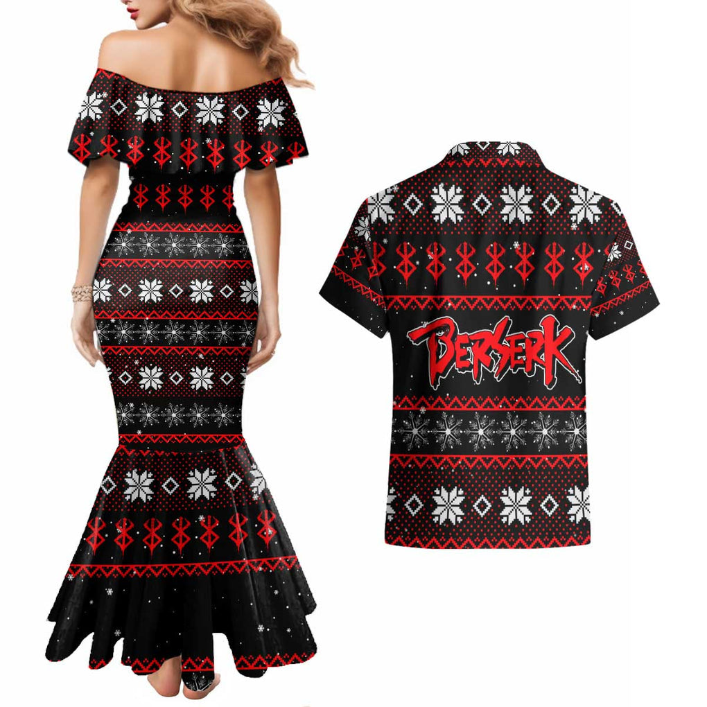 Guts - Berserk Couples Matching Mermaid Dress and Hawaiian Shirt Anime Mix Christmas Style