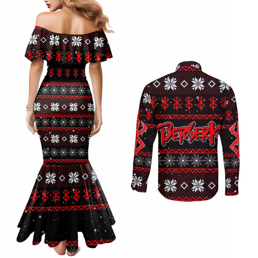 Guts - Berserk Couples Matching Mermaid Dress and Long Sleeve Button Shirt Anime Mix Christmas Style