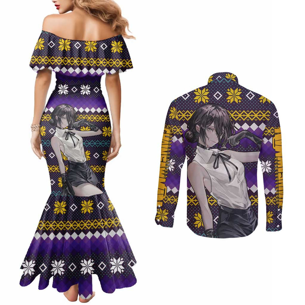 Zere - Chainsaw Man Couples Matching Mermaid Dress and Long Sleeve Button Shirt Anime Mix Christmas Style