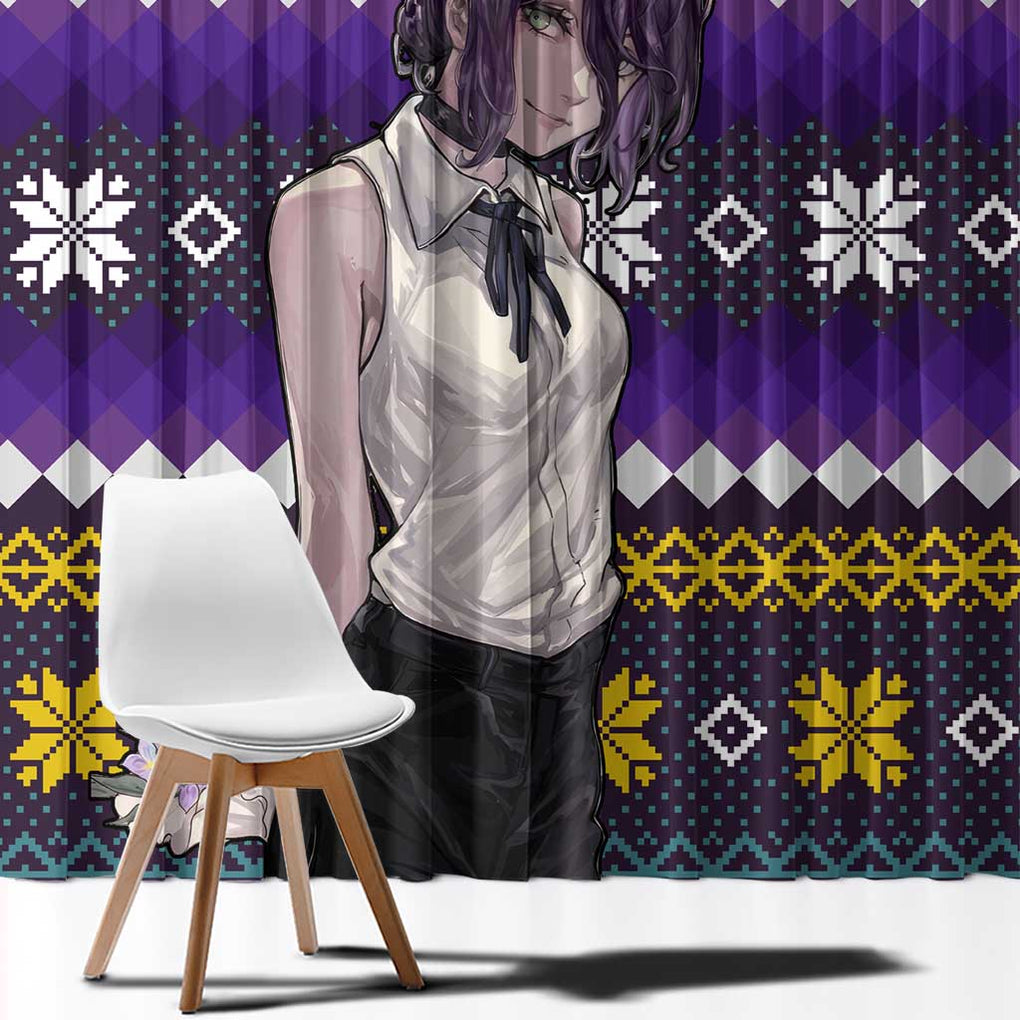 Zere - Chainsaw Man Window Curtain Anime Mix Christmas Style