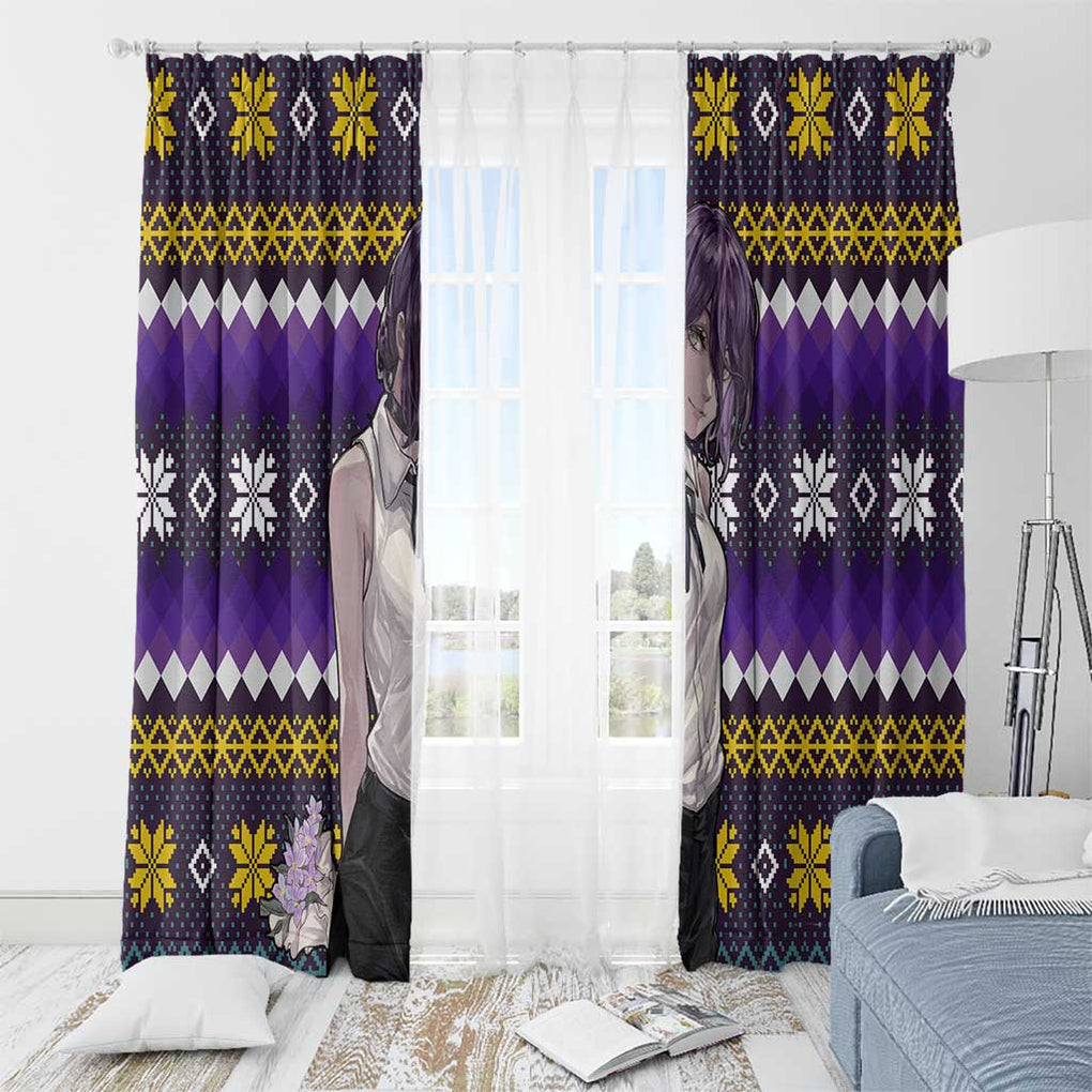 Zere - Chainsaw Man Window Curtain Anime Mix Christmas Style