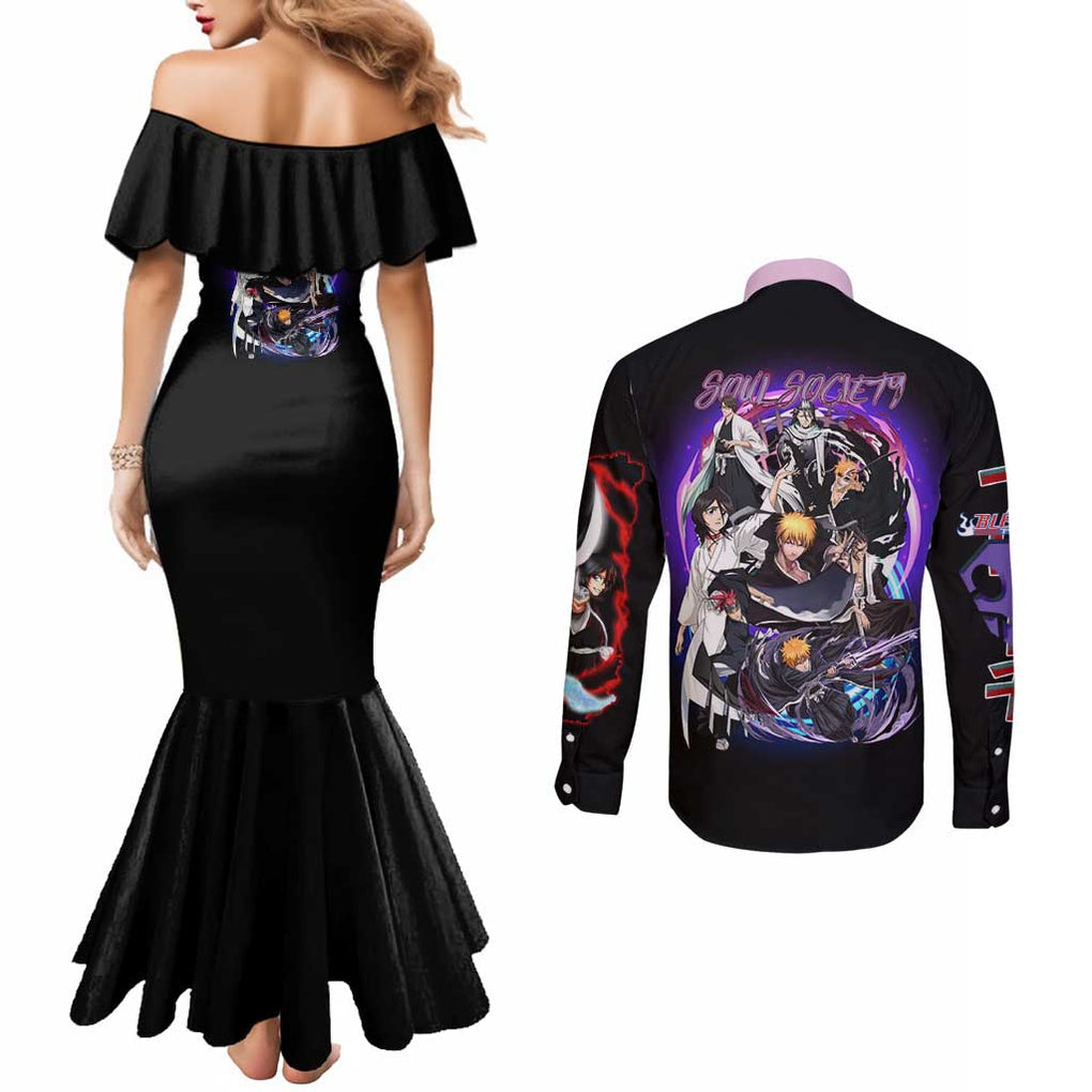 Soul Society Rescue Arc Bleach Couples Matching Mermaid Dress and Long Sleeve Button Shirt Japan Anime Style