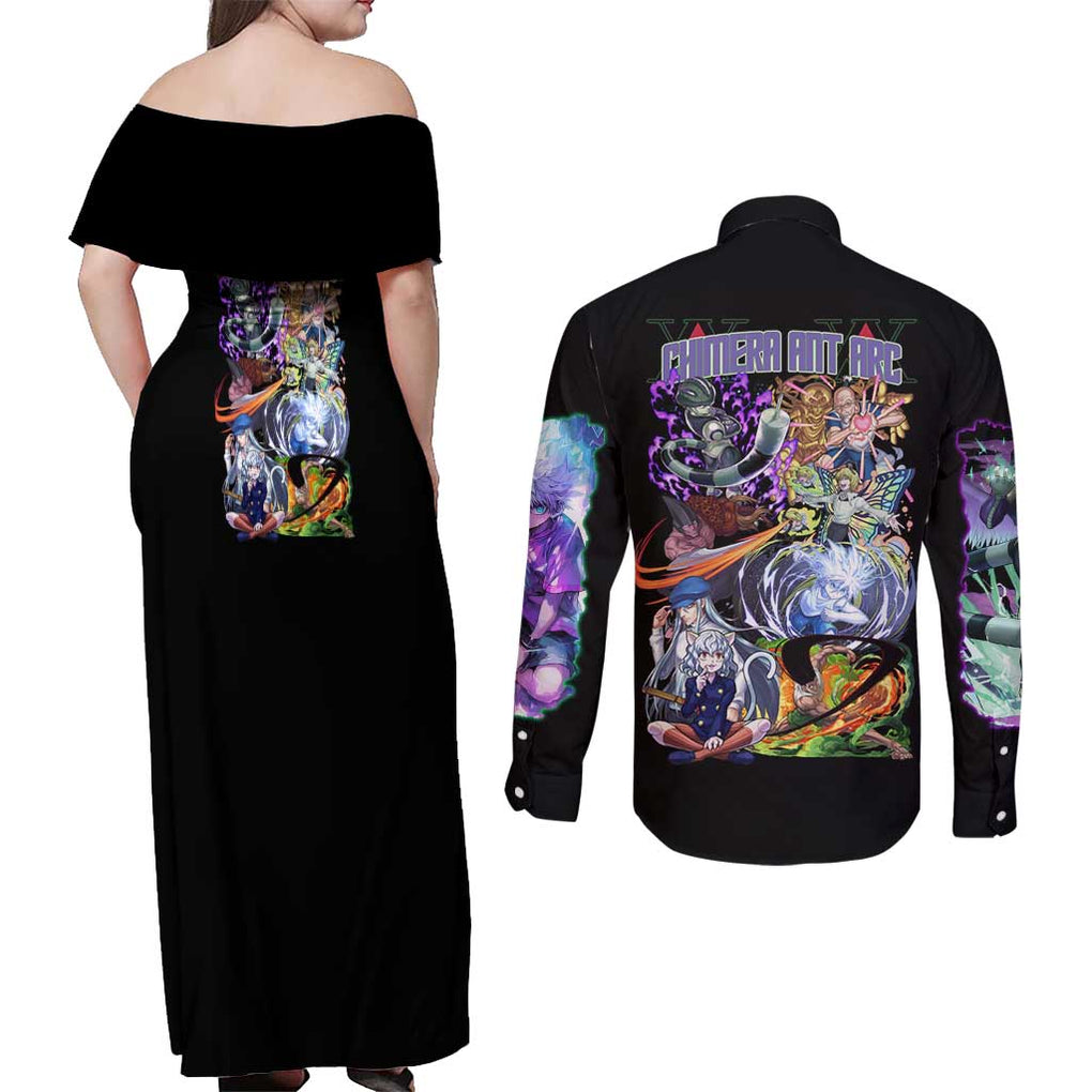 Chimera Ant Arc Hunter x Hunter Couples Matching Off Shoulder Maxi Dress and Long Sleeve Button Shirt Japan Anime Style