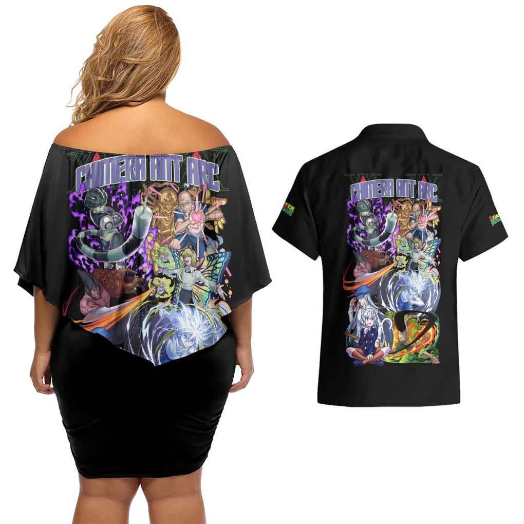 Chimera Ant Arc Hunter x Hunter Couples Matching Off Shoulder Short Dress and Hawaiian Shirt Japan Anime Style