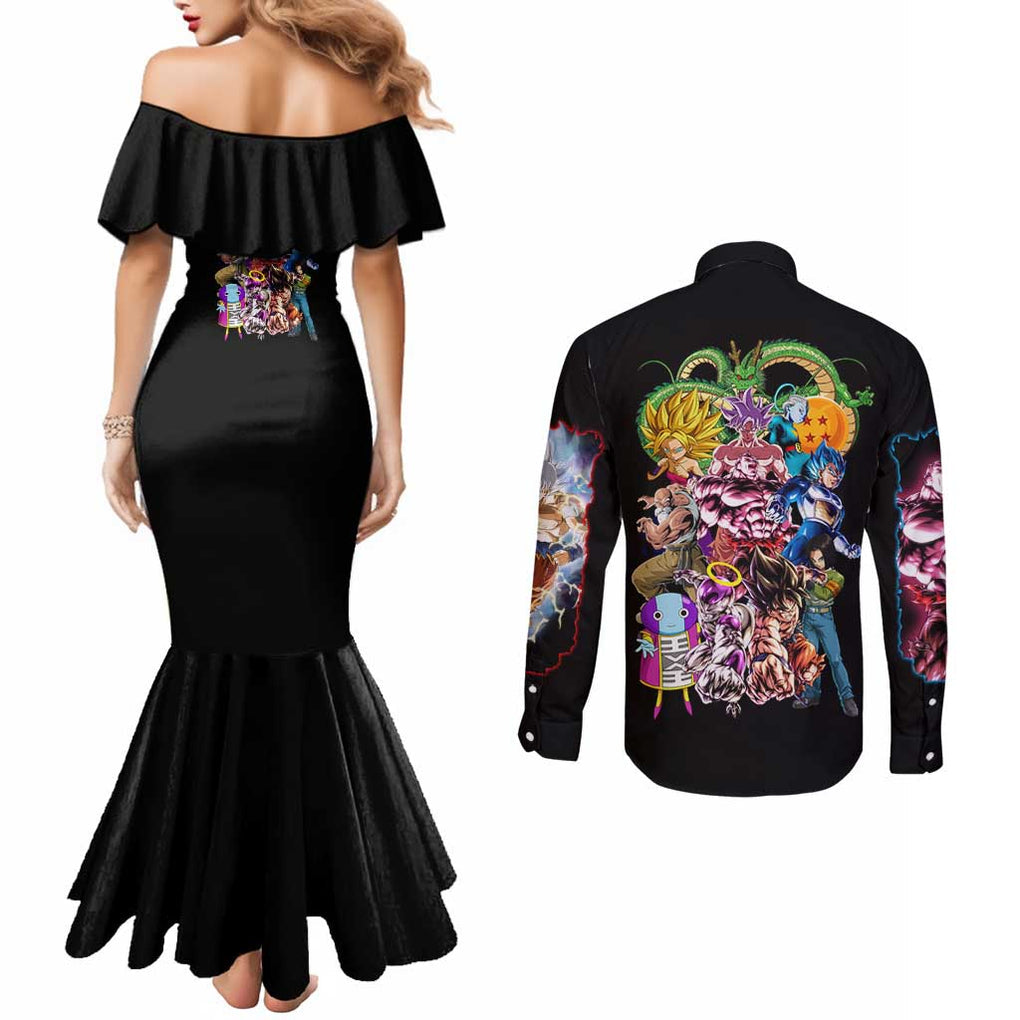 Tournament of Power Dragon Ball Z Couples Matching Mermaid Dress and Long Sleeve Button Shirt Japan Anime Style