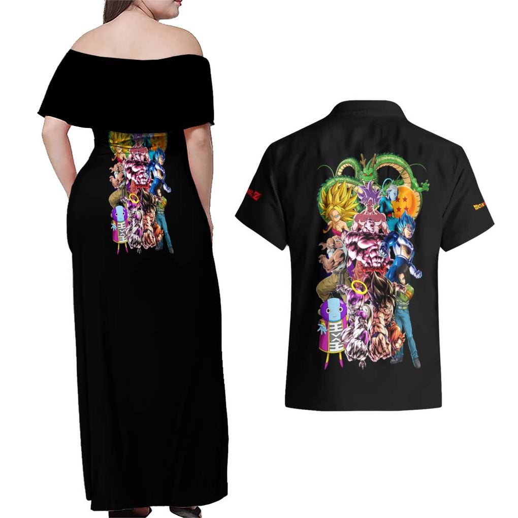 Tournament of Power Dragon Ball Z Couples Matching Off Shoulder Maxi Dress and Hawaiian Shirt Japan Anime Style