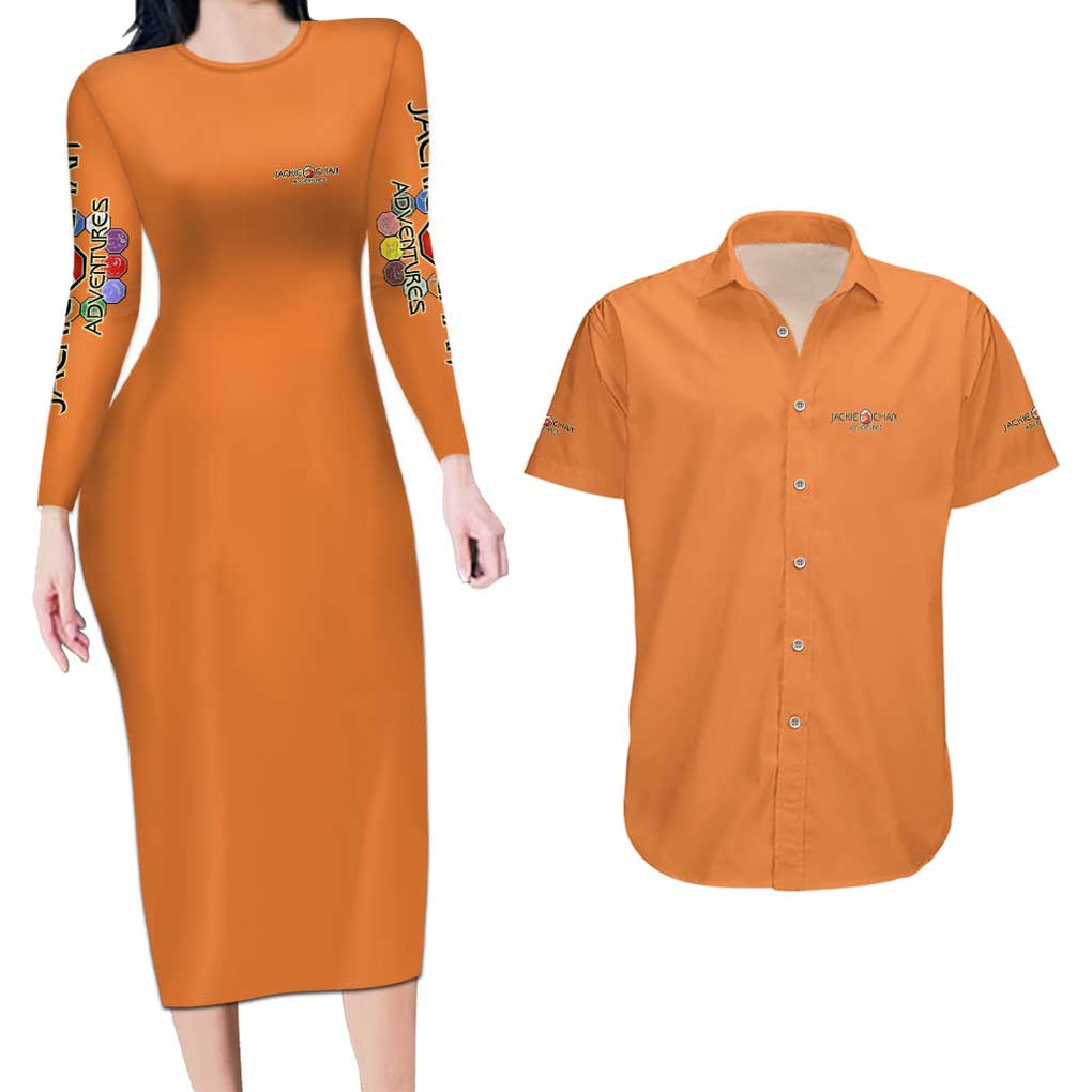 Jackie Chan Adventure Couples Matching Long Sleeve Bodycon Dress and Hawaiian Shirt Japan Anime Style