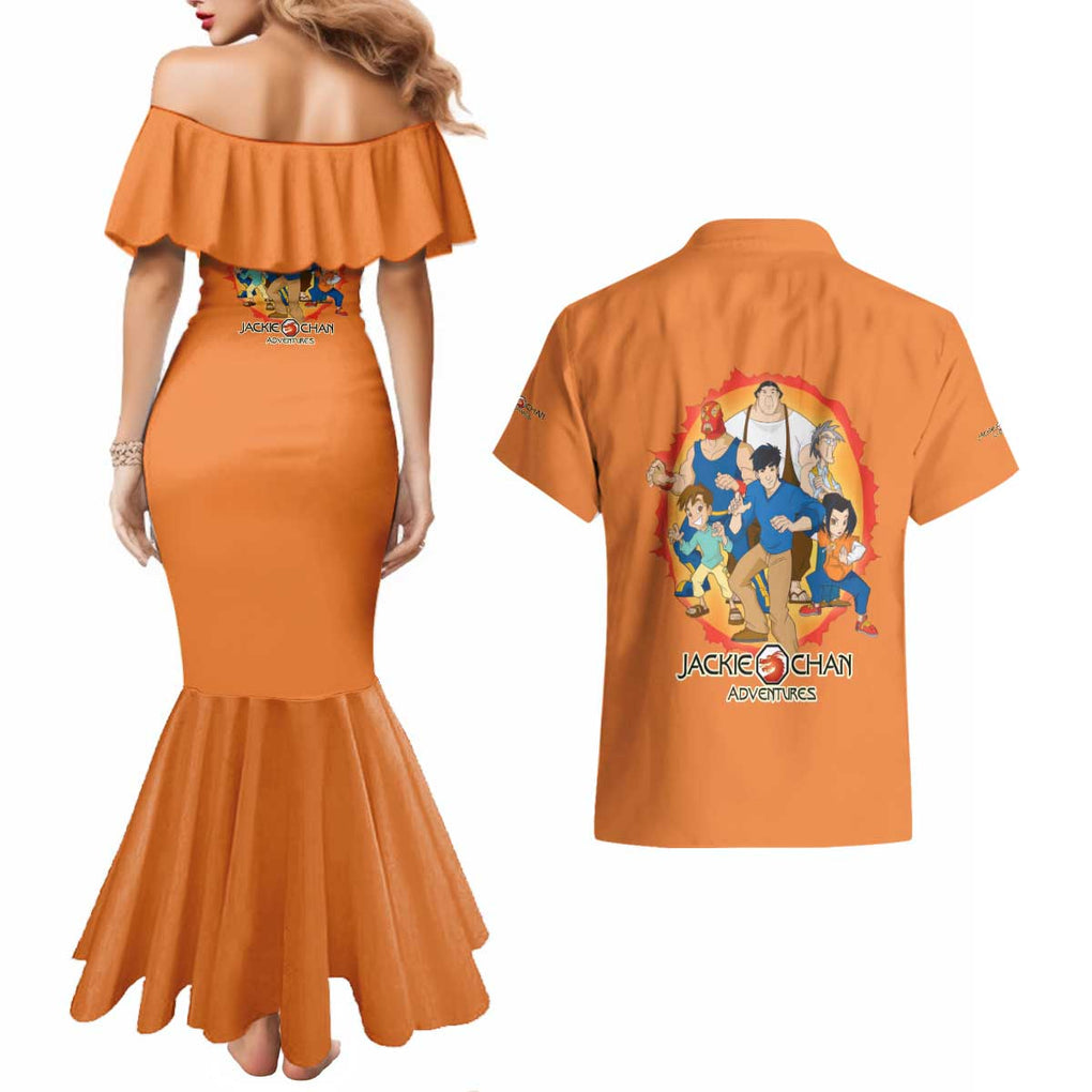 Jackie Chan Adventure Couples Matching Mermaid Dress and Hawaiian Shirt Japan Anime Style