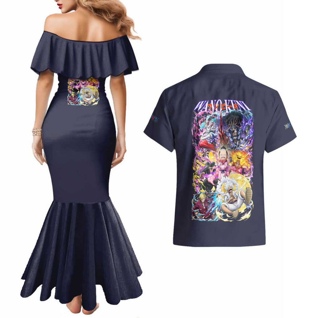 Wano Kuni One Piece Couples Matching Mermaid Dress and Hawaiian Shirt Japan Anime Style