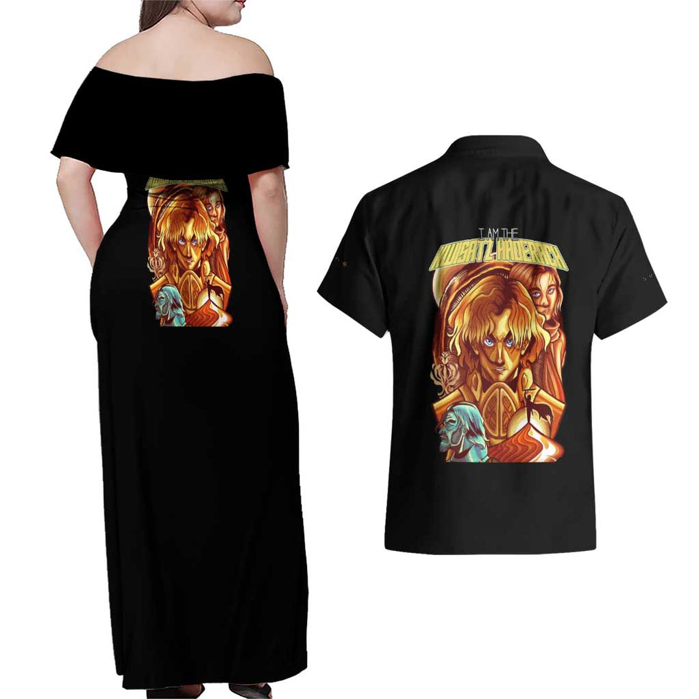 Dune Couples Matching Off Shoulder Maxi Dress and Hawaiian Shirt Japan Anime Style