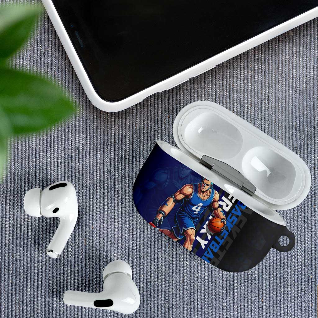 Franky One Piece Basketball Crossover Design AirPods Case with Blue Uniform and Mechanical Arm Action Pose - The Mazicc