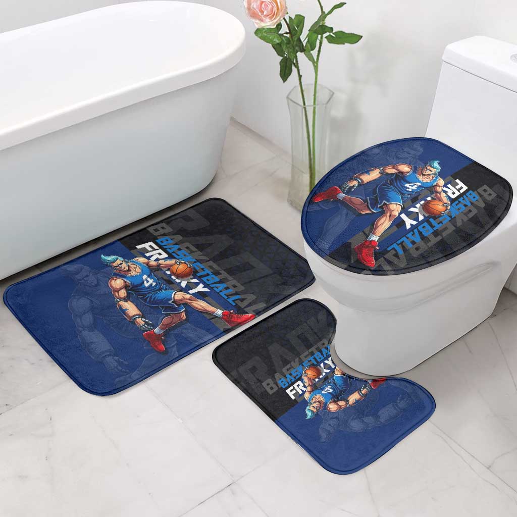 Franky One Piece Basketball Crossover Design Bathroom Set with Blue Uniform and Mechanical Arm Action Pose - The Mazicc